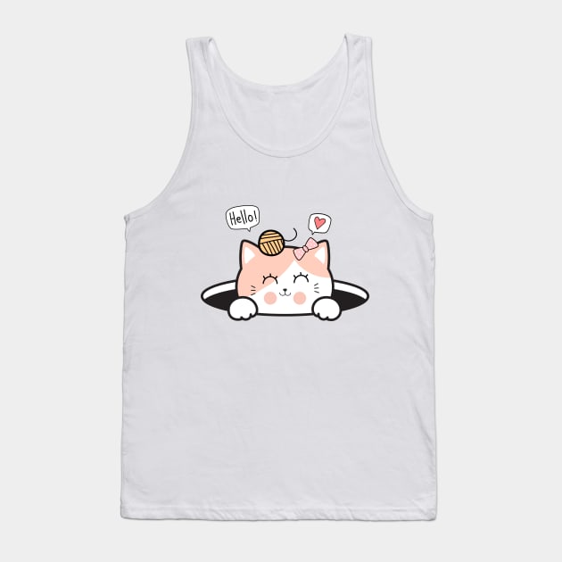 Lovely Cute Cat Tank Top by Lovely Arts